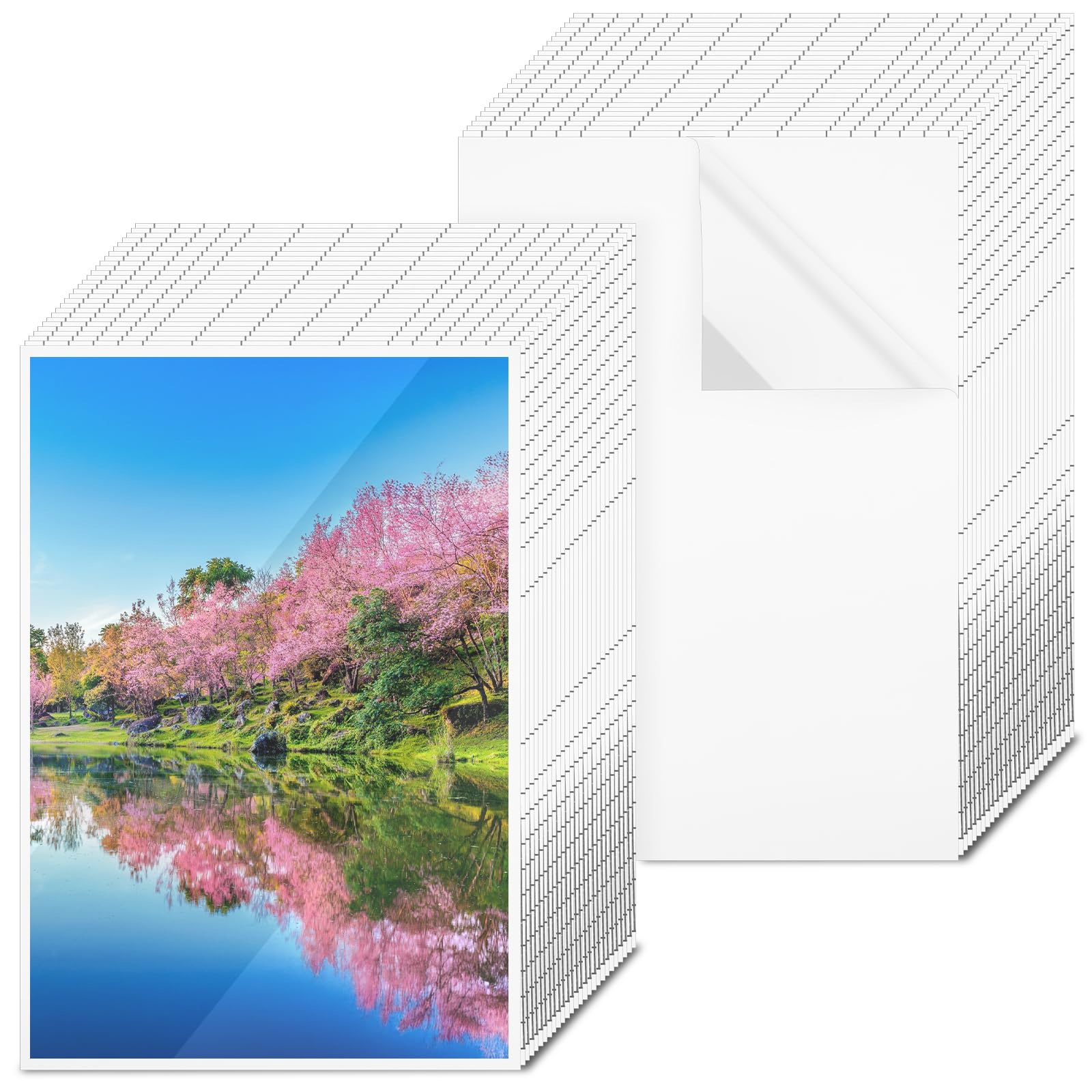 Photo 1 of 100 Pcs Matte Self Adhesive Laminating Sheets, 8.4 x 12.2 Inches Matte Finish Self Sealing Lamination Sheets, Clear Laminating Sheets No Machine Needed Self Sealing Laminate Sheets