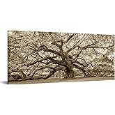 KREATIVE ARTS Large Sepia Angel Oak Tree Canvas Wall Art - 20"x48" Vintage Forest Landscape Framed Painting - Abstract Nature Photo Prints for Living Room, Bedroom, Office, Home Decor