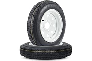 2-Pack 4.80-12 Trailer Tires On Rims - Load Range C 6-PLY - 12" White Spoke Wheels - 4 Lug 4" Bolt Pattern for Camper, Utilit