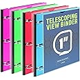 WOT I Telescoping 3 Ring Binder 1 Inch 4PCS, Flexible Binder with Expandable Spine, Customized Front Cover, Holds 225 Sheets, School Office Home Supplies