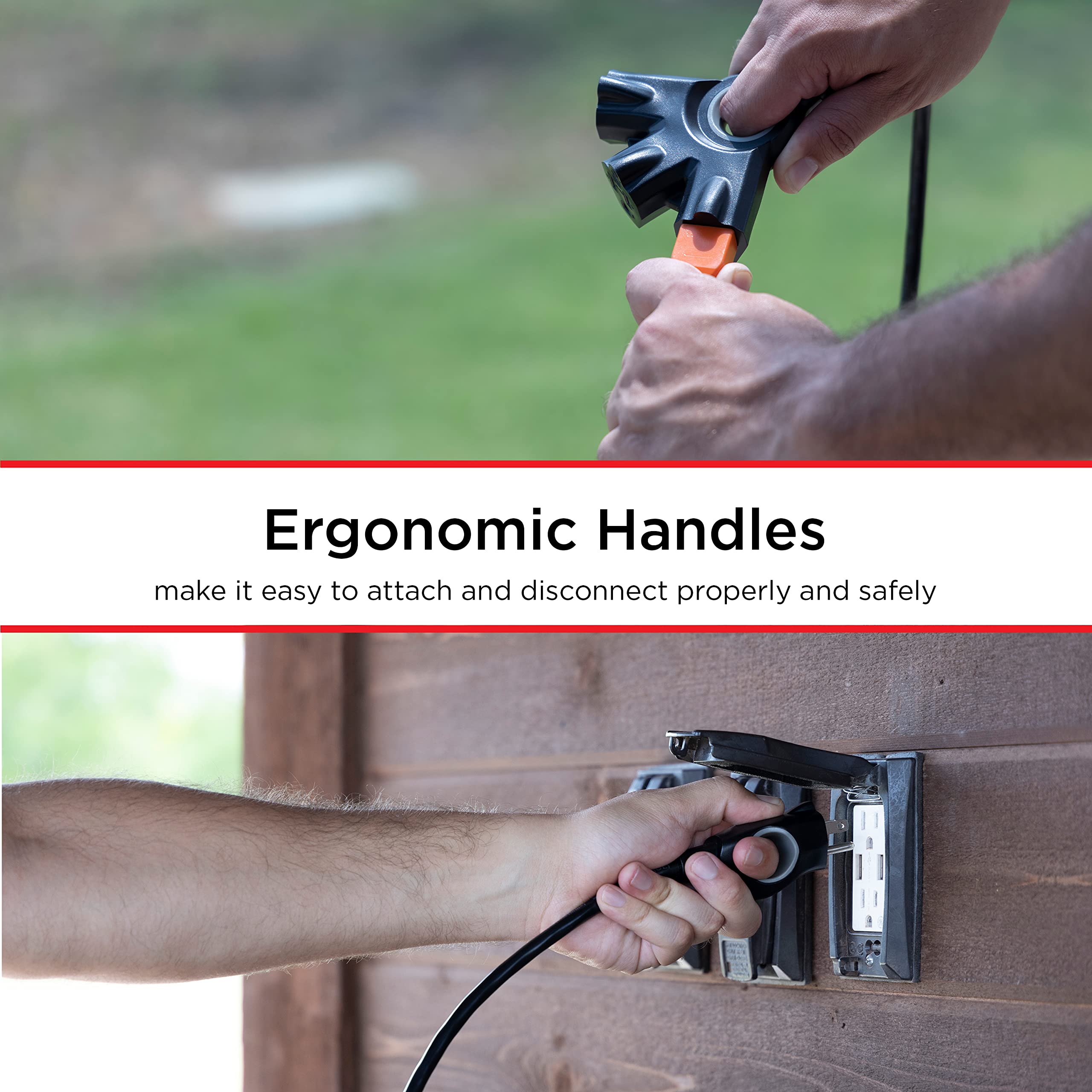 UltraPro Outdoor Extension Cord, 15 Ft, 3-Outlet Extension Cord Outdoor, Heavy Duty 3 Prong Extension Cord, 125 VAC Extension Cord with Multiple Outlets, Long Extension Cord, 1 Pack, Black, 67827