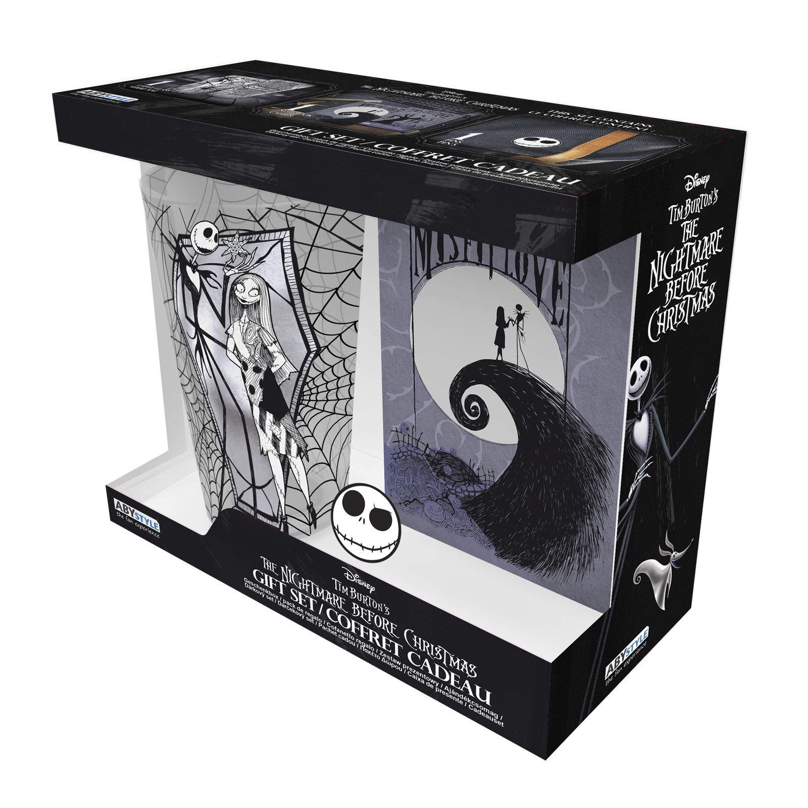 ABYstyle Jack Skellington XXL glass, Metal Pin & Pocket Notebook Gift Box