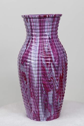 Amazon Com Hand Painted Glass Vase Rippled Glass Handmade