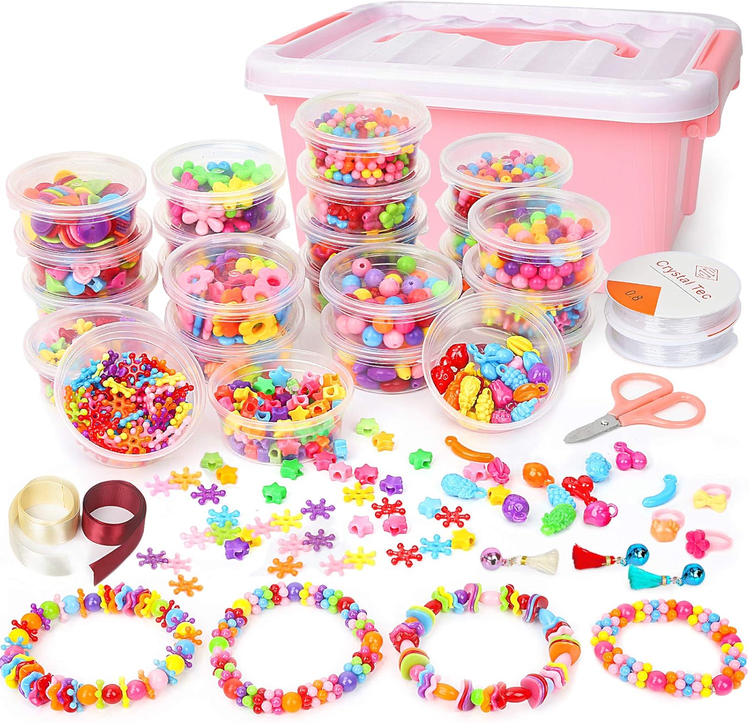 Sanlebi 2000PCS Kids Beads Set DIY Beads Kit for Jewellery Making