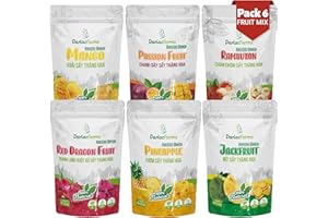 DARLACFARMS DARLAC FARMS Freeze Dried Fruit Mix, 2 Oz x Pack 6, Individual Pack | Jackfruit, Mango, Red Dragon Fruit, Rambutan, Pineapple Passion Fruit Snacks for Kids, Adults, No Sugar Added, Vietnamese Snacks