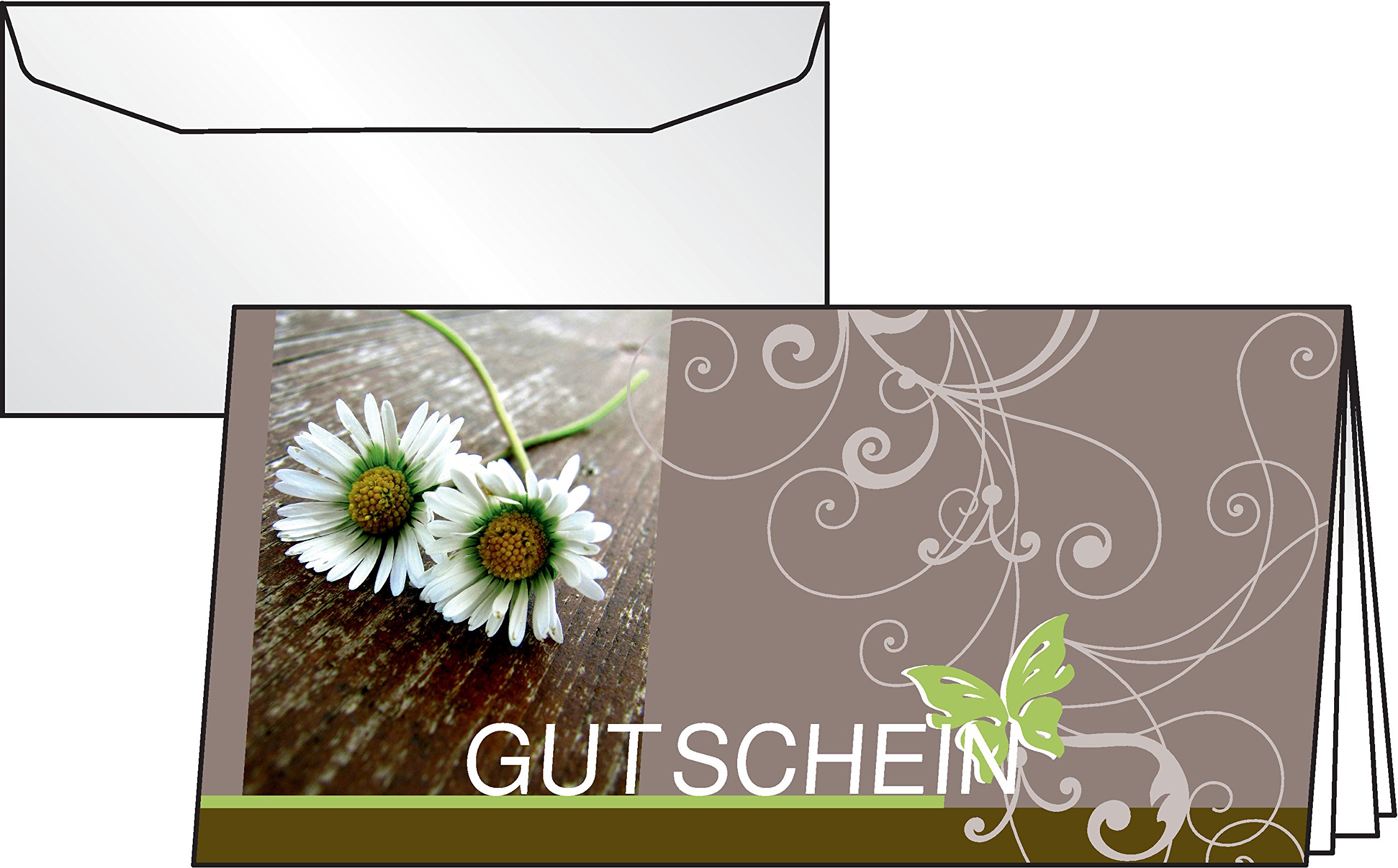 Sigel DC402 "Gutschein" Cards Including Transparent Envelopes DIN long 220 +100 g 10 +10 Pieces Glossy Cardboard Favourite