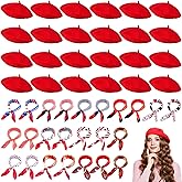 Shinymoon 48 Pcs Women Wool Beret Hat with Silky Scarf French Beret Bulk for Women Girls Winter