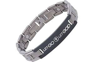 Crosstraxx Religious Bracelet - Adjustable Titanium Magnetic Bracelet with Let Go Let God Motivational Christian Scripture - Includes Link Removal Tool & 3 Pins - 8.5x0.5