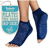 Tucketts Anklet Toeless Pilates Socks with Grips for Women, Non-Slip Ankle Toeless Yoga Socks with Grips for Barre, Size 5-13