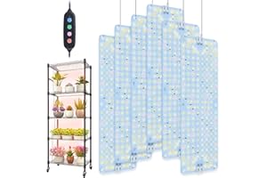 JINHONGTO 6Pack 2025 Ultra-Thin Panel Grow Lights for Seed Starting, Vegetables, Greenhouse & Under Cabinet & Shelf Plants with Timer 4/8/12H, Free Connect Full Spectrum Indoor LED Plant Growing Lamps
