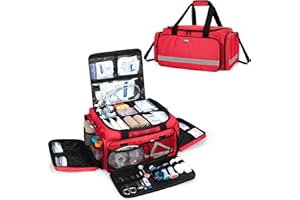 Trunab First Responder Bag Empty, Professional Medical Supplies Bag First Aid Kits Bag with Inner Dividers and Anti-Slip Bott