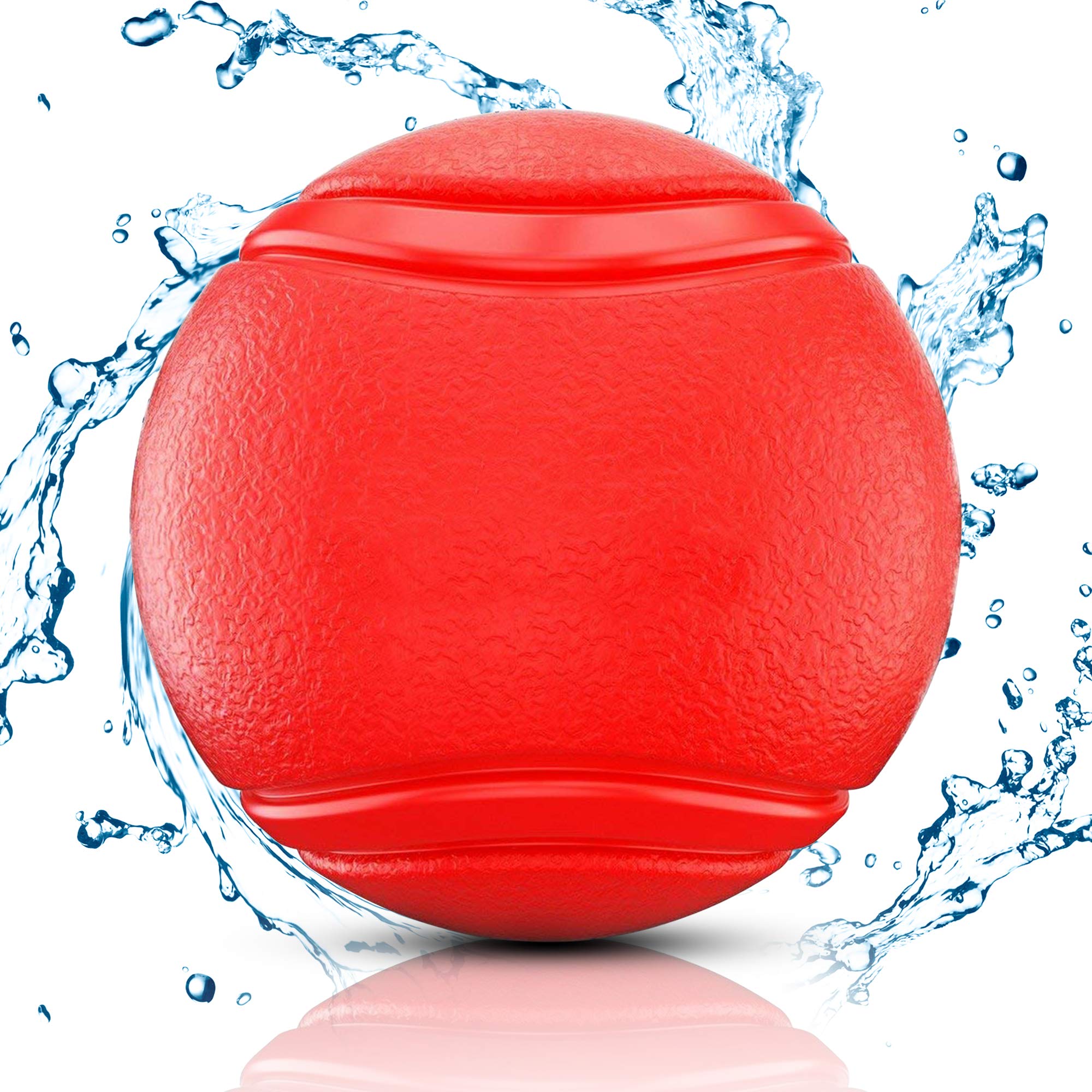 INTIRILIFE Dog Ball 7cm in RED – Dog Rubber Ball Pet Toy ideal for Cleaning Teeth – Bite resistant, odourless, durable, floats on water