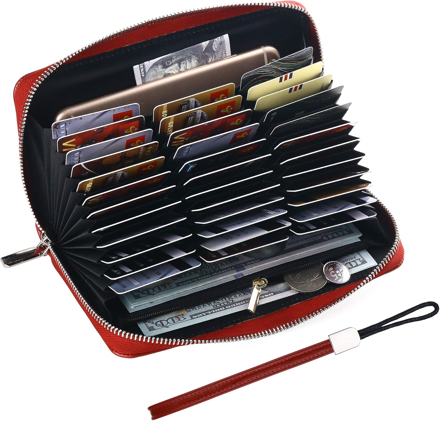 ZAXMEY Kreditkartenetui RFID - Leder Geldbörse Damen Mit 12 Kartenfächern