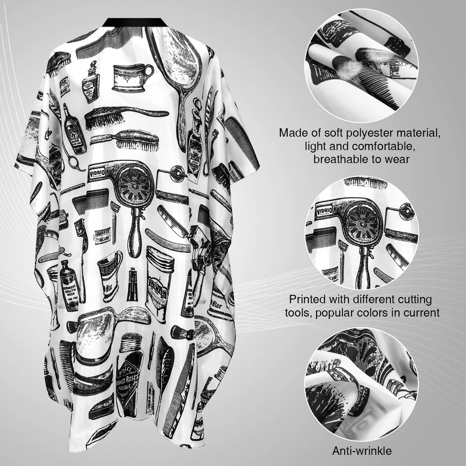 SATINIOR 4 Pieces Styling Salon Barber Cape Waterproof Hair Haircut Hairdressing Cape with Elastic Hook for Barbers Stylists(Black - Image 3