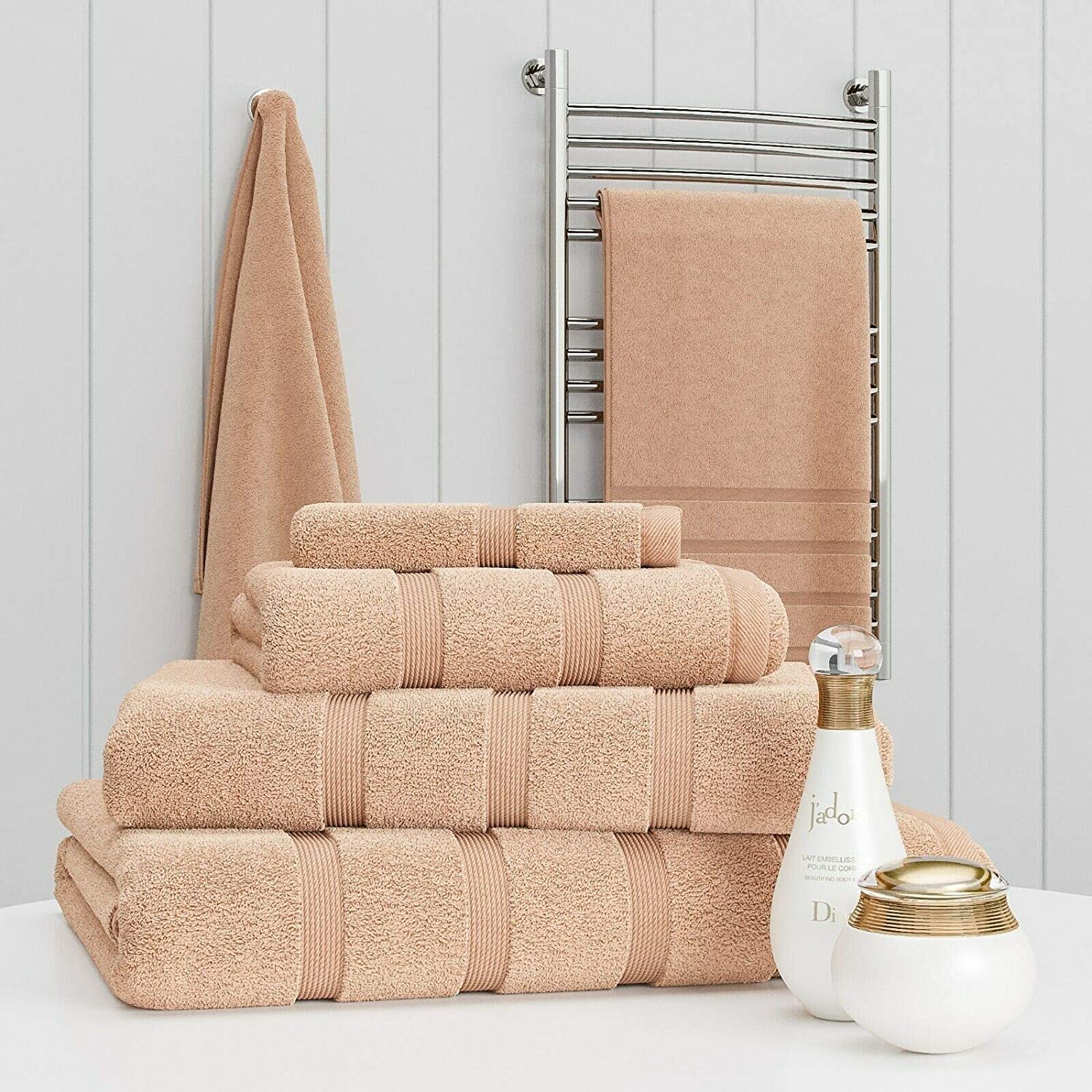 Z Fashion Luxury Towel Set 100% Cotton 2 Piece Towel Set Hand Towel Bath Towel Bale 500 GSM Bathroom towels 2 Piece Sets. (Beige)
