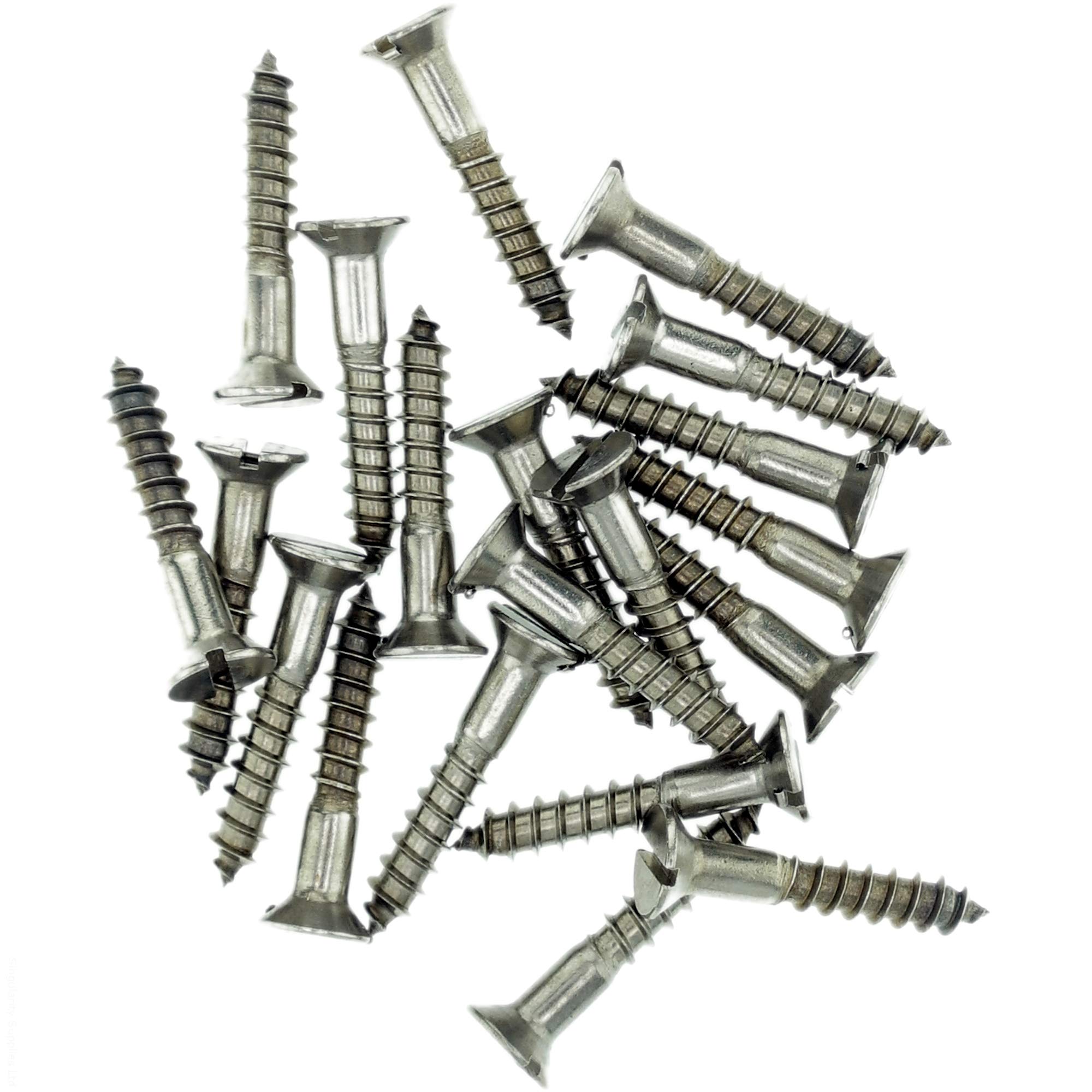 No.14 x 0.78 (6.0mm x 20mm) Slot Countersunk Wood Screw - Stainless Steel (A2) (Pack of 20)