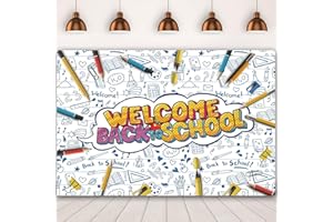 ADOFUN Welcome Back to School Decorations Backdrop for Boy Girl School Opens 7x5Ft First Day of Kindergarten Teacher Students Kids Party Supplies Photo Backgrounds Banner Polyester Fabric