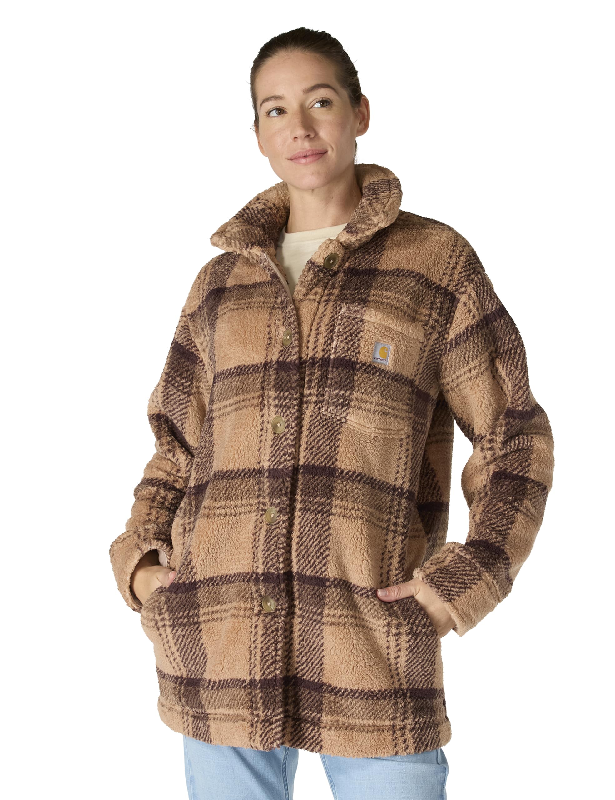 Photo 1 of Carhartt Women's Loose Fit Fleece Coat, Light Taupe, 3X