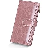 YOUBDM Leather Wallets for Women Large Capacity Credit Card Holder Ladies Travel Clutch Purse Bifold Oil Wax Wallet with Zipper Pocket