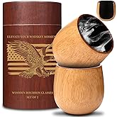 Oak Charred Whiskey Glass - Handcrafted Premium Oak Whiskey Tumbler, Unbreakable Old Fashioned Glass, Unique Wooden Bourbon Drinking Glass for Men
