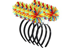 WILLBOND 5 Pieces Pom Pom Headband Head Bopper Pom Party Headband for Women Adults Party Accessory