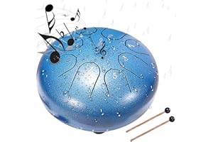 WOKIKLEE Rain Drum for Outside Garden,Chakra Drum for Rain Outdoor, Drum Rain Chime Waterproof,Rain Drum for Garden Instrument, Chakra Drum 6 Inches 8 Notes (Blue)