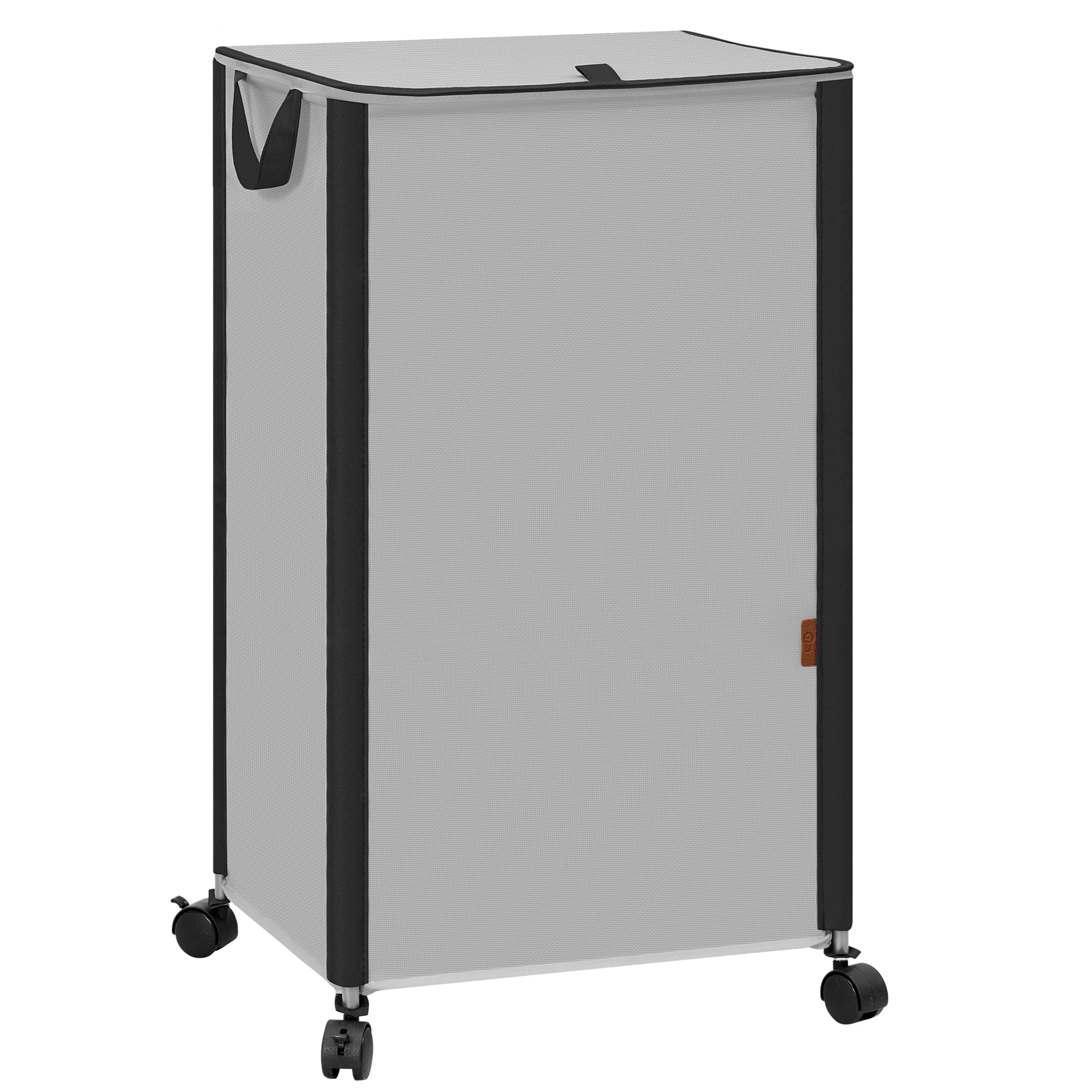 Photo 1 of STORAGE MANIAC Rolling Laundry Hamper with Lid, 23.7 Gal (90 L) Large Tall Laundry Basket with Wheels & Handles, Aesthetic Dirty Clothes Hamper for Small Space, Dorm, Apartment, College, Gray