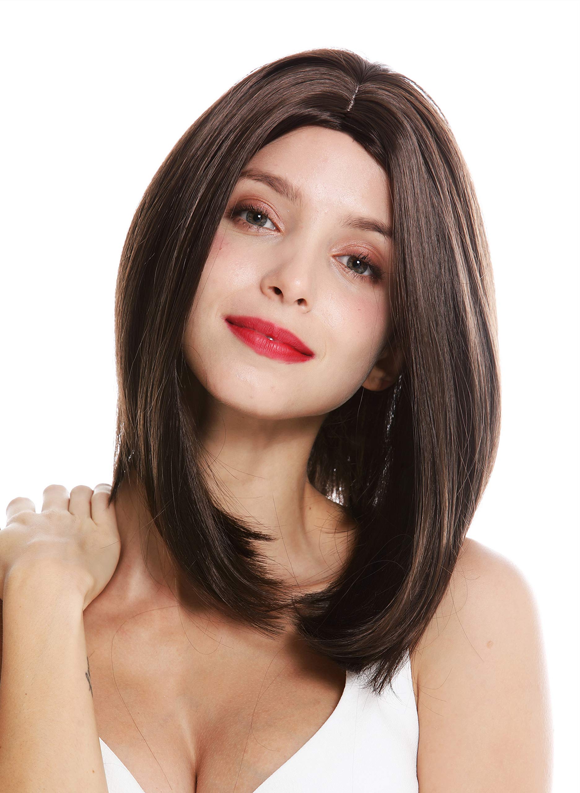 WIG ME UP - GFW2336-6 women's quality wig shoulder length short long bob middle parting sleek brown
