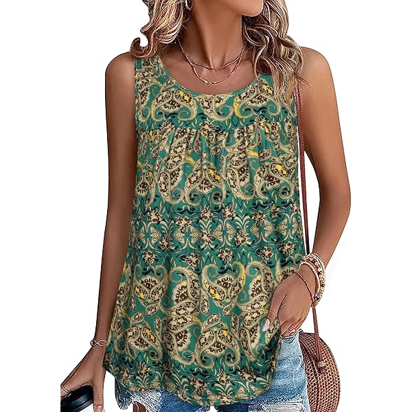 Umsuhu Sunflower Graphic Tank Top For Women - Summer Sleeveless Loose Fit Casual Tee - View #14