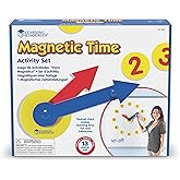Learning Resources Magnetic Time Activity Set | Time Telling, Basic Math Skills, Giant Demo Clock, Whiteboard Accessories, Homeschool, Grades K+