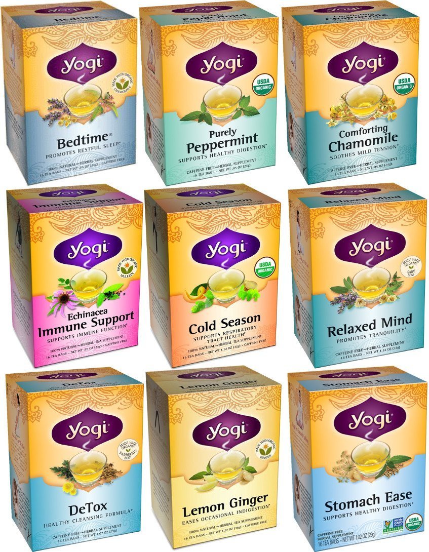 Yogi Tea Herbal Wellness 9 Flavor Variety Pack (Pack of 9, 144 Tea Bags