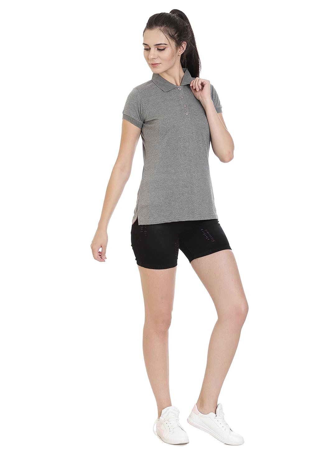 goldstroms women's polo/collar t-shirts/top/tee with button