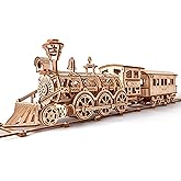 Wood Trick Wooden Train Set with Railway - 34x7″ - Locomotive Train Toy Mechanical Model Kit - 3D Wooden Puzzle, Brain Teaser