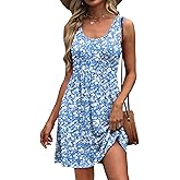 WIHOLL Women's Summer Dress 2026 A-Line Sleeveless Casual Sundress with Pockets Floral/Solid