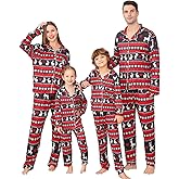 ANGELGGH Family Christmas PJs Matching Sets Long Sleeve Festival Party Pajamas Holiday Warm Sleepwear Couples Button Loungewear (Women, L, Striped Rabbit)