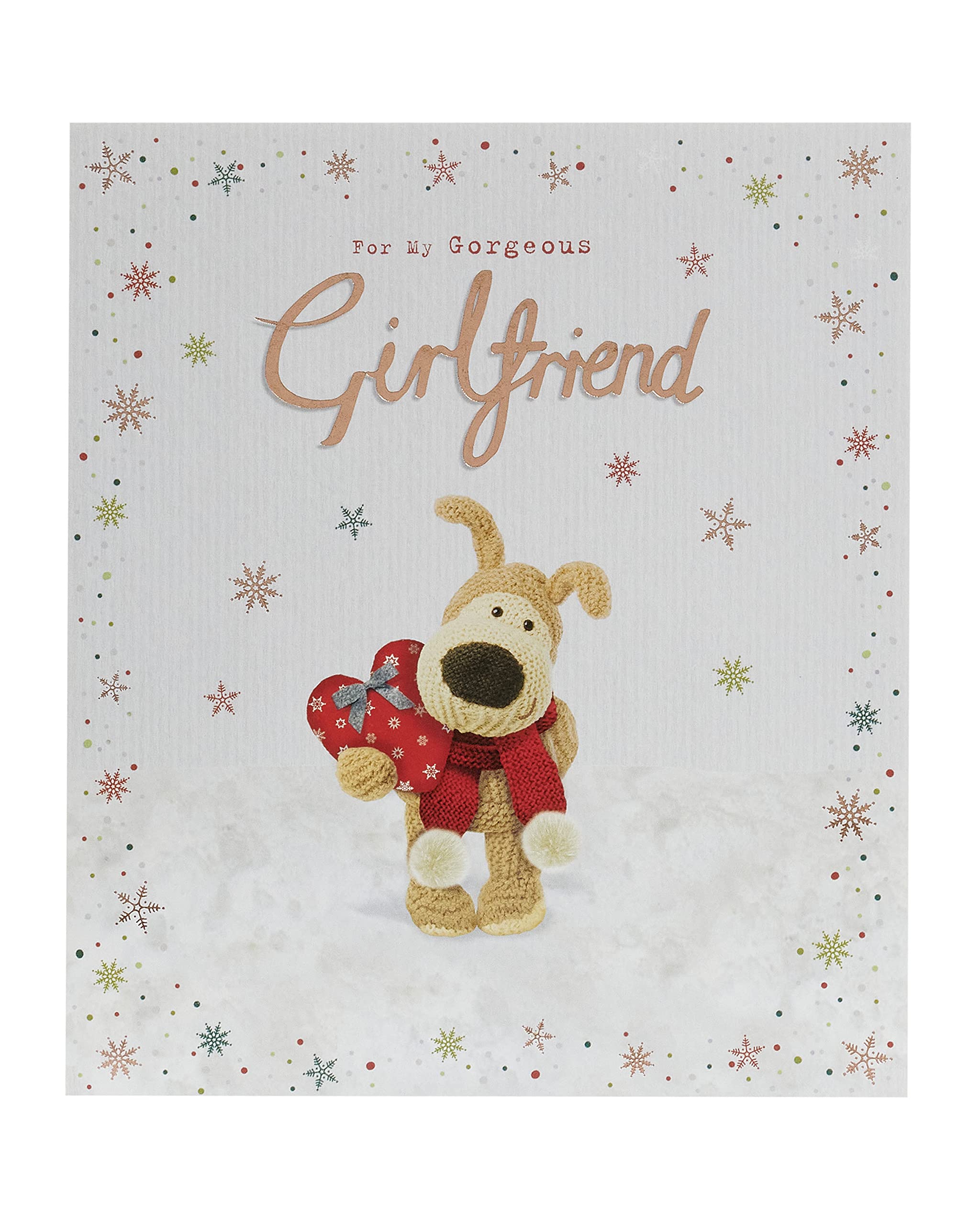 Boofle Girlfriend Christmas Card with Envelope - Cute Design and Love heart Present