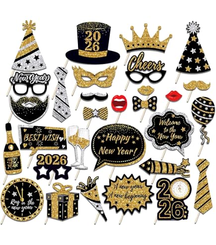 Happy New Year 2025 Banner – Large Gold & Black Backdrop For NYE Parties & Decor - View #13