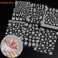 Christmas Nail Art Stickers - 3D Snowflake Glitter