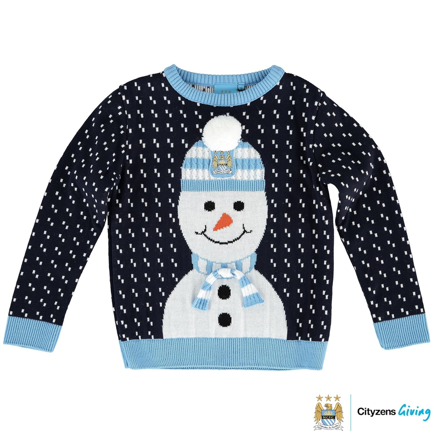 Manchester City Christmas Jumper Navy/Sky Junior