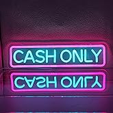 Xixkilly Cash Only Neon Sign For Business Letter Neon Light Signs For Wall Decor LED Neon Lights USB Power For Hotel Pub Cafe Recreation Room