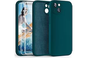 HATOSHI for iPhone 13 Case, Liquid Silicone Upgraded [Camera Protection] with [2 Screen Protectors], Soft Anti-Scratch Microfiber Lining Shockproof Phone Case for iPhone 13 6.1 inch, Teal