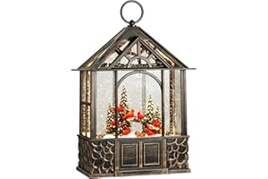Blansong Cardinal Snow Globe Lantern Musical Christmas Snow Globe Decorations for Home with Timer, Music USB and Battery Powered Cardinal Decor 11.2 inch