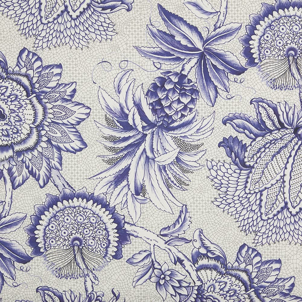 Kt KILOtela - Digital Printed Canvas Fabric, Half Panama Organic Cotton, Standard 100 by Oeko-Tex, 100 cm Length x 280 cm Width | Charter, Indian Flowers - Lilac ─ 1 meter