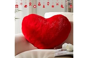 YRXRUS Heart Pillow, Red Heart Pillows, Love Pillow Gifts, 14X17 Inch Large Heart Shaped Pillows, Faux Rabbit Fur Coquette Room Decor Throw Pillows, Living, Bedroom, Indoor Outdoor