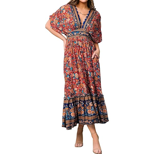 Women's Summer Beach Loose Casual Korean Style Cotton Floral Floral Long Dress at Amazon Women's Clothing store Women's Summer Beach Loose Casual Korean Style Cotton Floral Floral Long Dress at Amazon Women's Clothing store