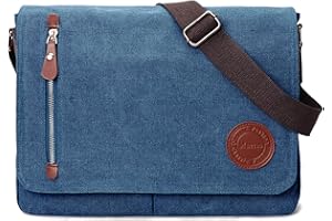 Vintage Canvas Satchel Messenger Bag for Men Women,Travel Shoulder bag 13.5" Laptop Bags Bookbag