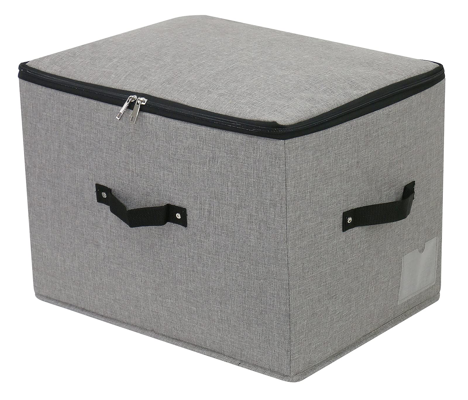Omygarden Rigid Foldable Fabric Storage Box with Zipper lid, handle, Garment Bedding Storage Basket Organizer for Wardrobe Shelf, Washable, 44×33×31cm, Dark Grey — image 1