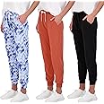 Real Essentials 3 Pack: Women's Ultra-Soft Lounge Joggers Sweatpants Athletic Yoga Pants with Pockets (Available in Plus)