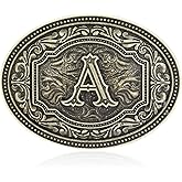 Btilasif Western Belt Buckle Initial Letters ABCDEFG to Z Cowboy Rodeo Belt Buckle for Men Women Cowboy Cowgirl