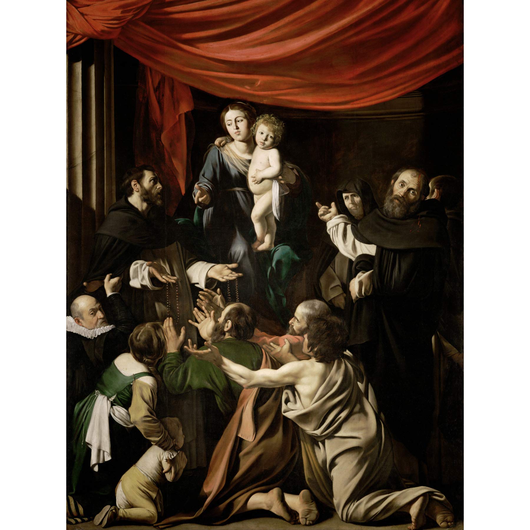 Michelangelo Merisi Called Caravaggio Madonna Rosary Large Wall Art Print Canvas Premium Poster Mural